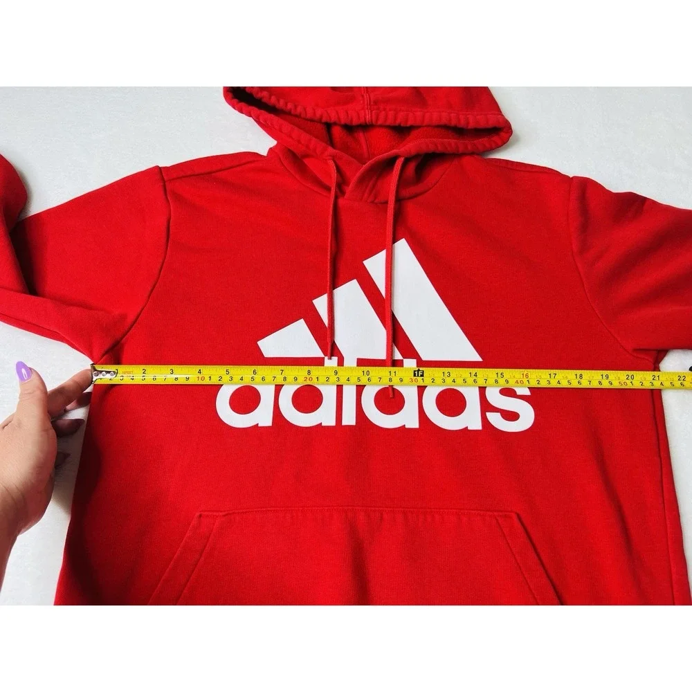 Adidas Men's Activewear Essentials Fleece Big Logo Red Long Sleeve Hoodie Size S